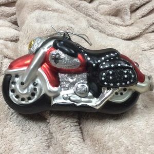 Harley style motorcycle glitter painted Christmas ornament